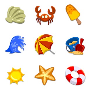 Beach icon sets preview