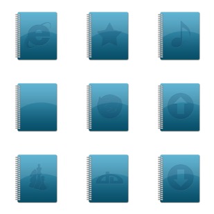 Notebook Version Blue icon sets preview