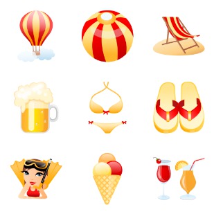 Beach icon sets preview