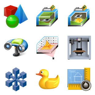 3D Printer icon sets preview