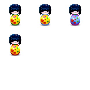 Kokeshi icon sets preview