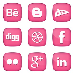 Pink Girly Social icon sets preview