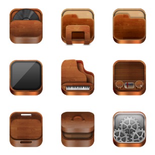 Wooden icon sets preview