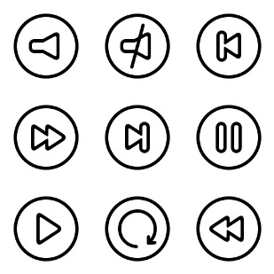 Audio Video Outline icon sets preview