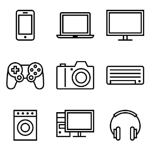 Kitchen Appliances, Computers and Electronics icon sets preview