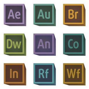 Retro 3D Adobe CC icon sets preview