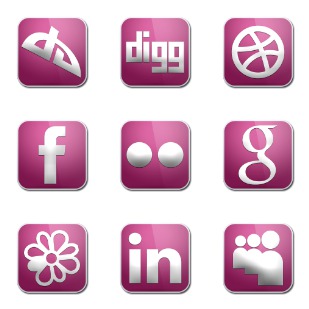 Purple Glossy Social icon sets preview