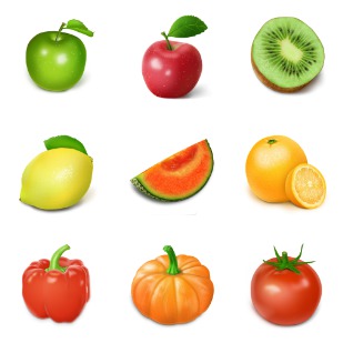 Fruit and Vegetable icon sets preview