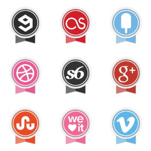 Round Ribbon Social icon sets preview