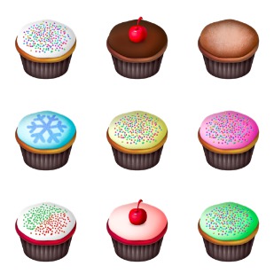 Cupcakes icon sets preview