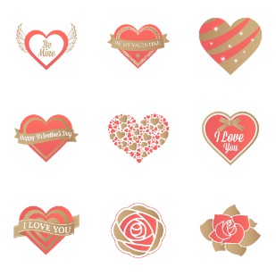 Valentine icon sets preview