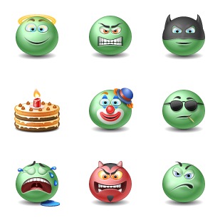 Green Emo icon sets preview