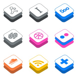 IOS8 style social media icon sets preview