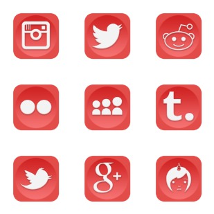 red social media icon sets preview