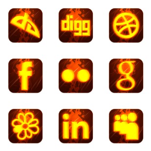 Hot Burning Social icon sets preview