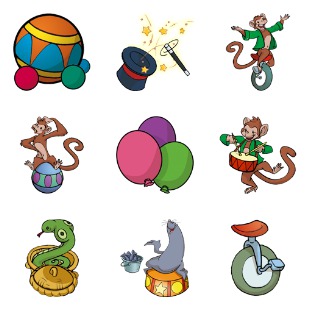 Circus icon sets preview