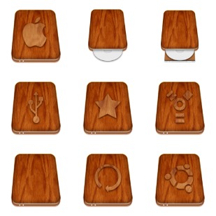 Wooden Drives icon sets preview