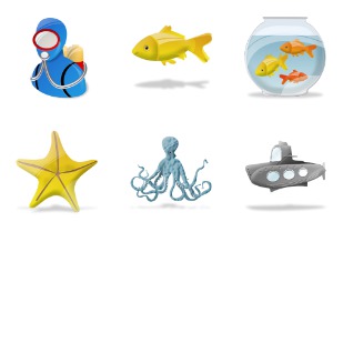 Aquatic icon sets preview