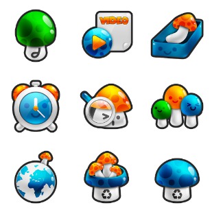 Mushroom icon sets preview