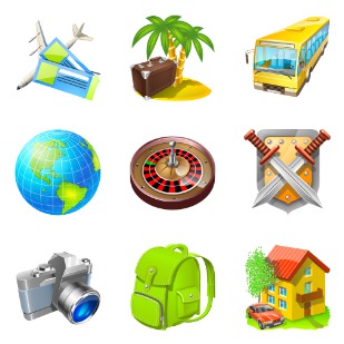 Travel icon sets preview