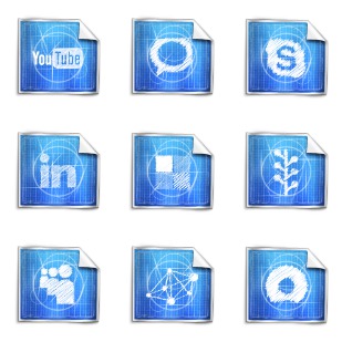 Blue Print social icon sets preview