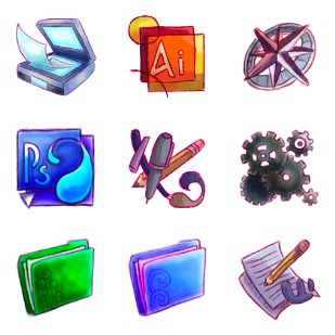 purple lines icon sets preview