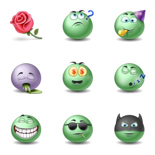 Green Emot icon sets preview