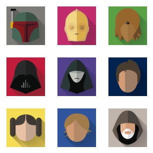 Starwars Longshadow Flat icon sets preview