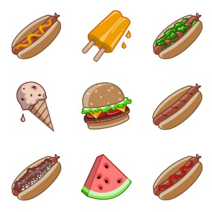 Summertime Snacks icon sets preview