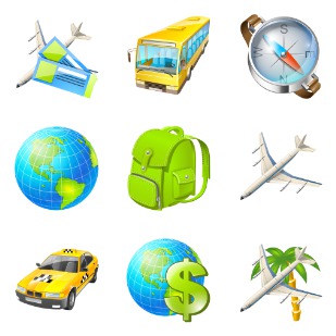 Travel icon sets preview