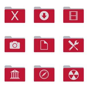 Red-grey Folders icon sets preview