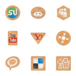 Social Icons Made of Wood icon sets preview