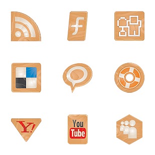 Social Made of Wood icon sets preview