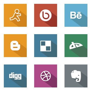 Flat Social Media icon sets preview