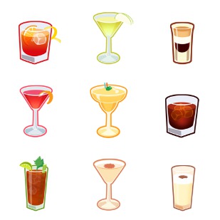 Cocktails icon sets preview