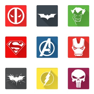 Superheroes and Supervillains icon sets preview