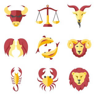 Flat Zodiac icon sets preview