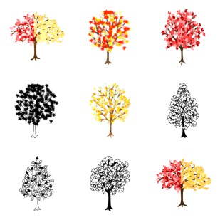 Autumn tree icon sets preview