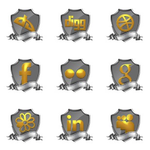 Shield Badge Social icon sets preview