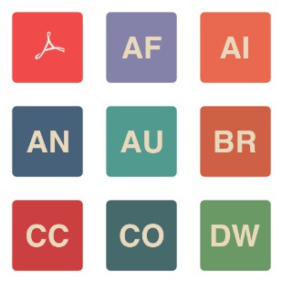 Flat Retro Adobe CC icon sets preview