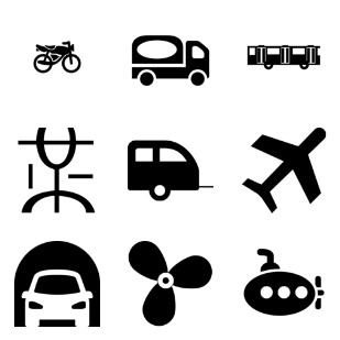 Transport vector icon sets preview