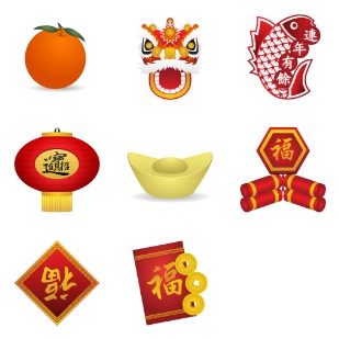 Chinese New Year icon sets preview