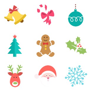 Flat Christmas icon sets preview