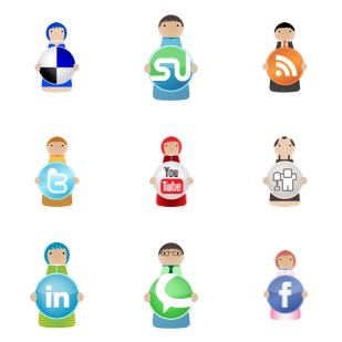 Social bookmarking characters icon sets preview