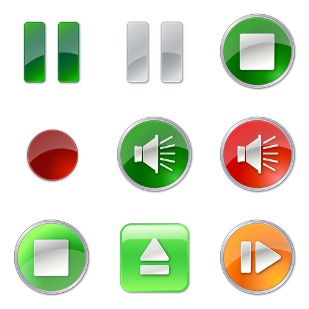 Play Stop Pause icon sets preview