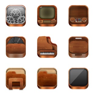 Wooden icon sets preview