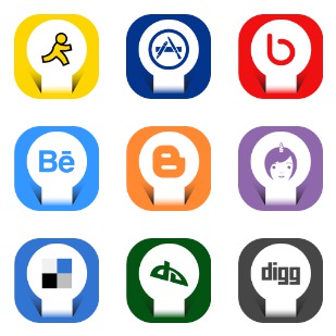 Round Papercut Social icon sets preview