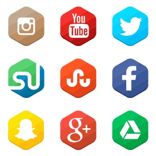 Social Network - Hexagonal icon sets preview