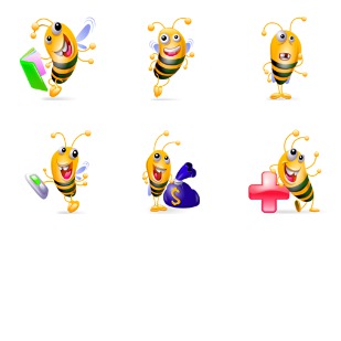 Bee cartoon icon sets preview