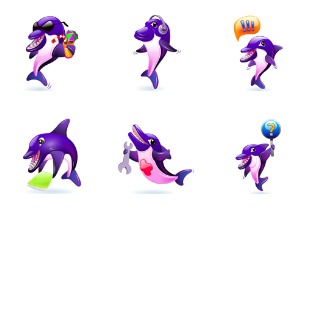 Dolphin cartoon icon sets preview